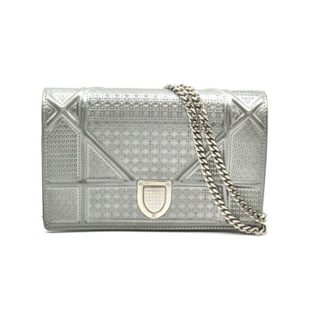 Dior Diorama Shoulder Bag Leather Silver